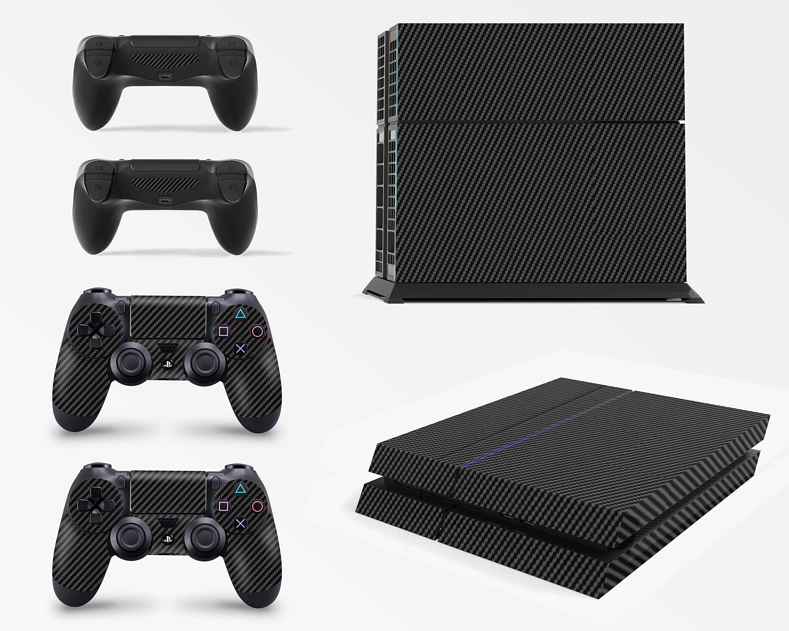 giZmoZ n gadgetZ PS4 Console Carbon Black Colour Skin Decal Vinal Sticker + 2 Controller Skins Set