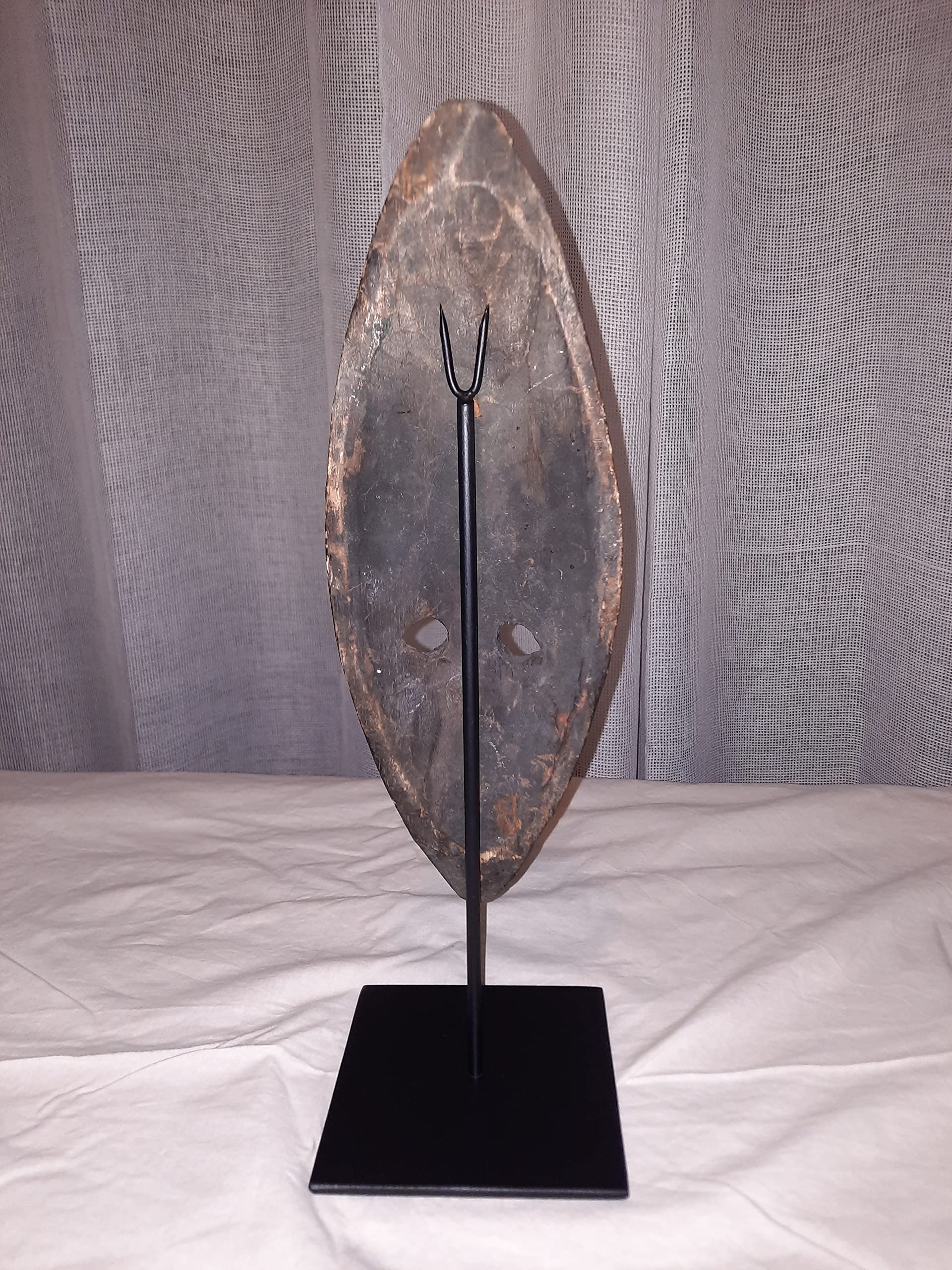 Base per maschera africana in legno, espositore, supporto interamente in metallo, 11 altezze a scelta da 20 a 120 cm, adatto a tutti i tipi di maschere (HAUTEUR 32 CM)