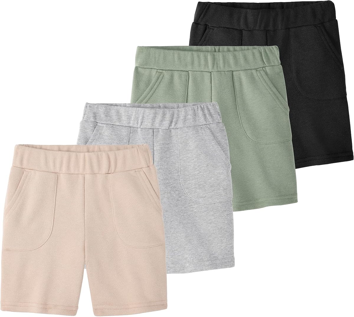 Garanimals Pantalones cortos de rizo francés para bebés y niños pequeños, talla 0-6T, paquete múltiple