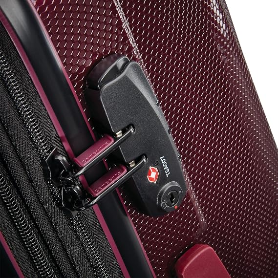 Samsonite SWERV DLX Spinner 3 Piece Carry-On, Medium, and Large Suitcase Hard-Shell Luggage Set with Side Carry and Telescopic Handle, Aubergine