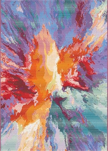 Miniatura 2 de Unique Loom Outdoor Modern Collection - Alfombra rectangular de 4 pies 1 pulgada x 6 pies 1 pulgada, multicolor y verde