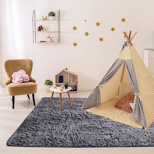 Miniatura 5 de Alfombra de piel sintética de 4 x 6pies, de color verde oscuro, muy suave, para interior y exterior, alfombras peludas, antideslizantes, para sala