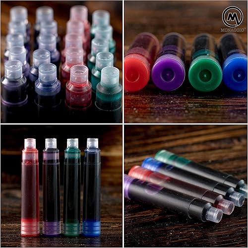 Miniatura 3 de MONAGGIO Cartuchos de tinta extra para la mayoría de las plumas estilográficas: 20 cartuchos de repuesto (5 rojos, 5 verdes, 5 azules, 5 púrpuras) -