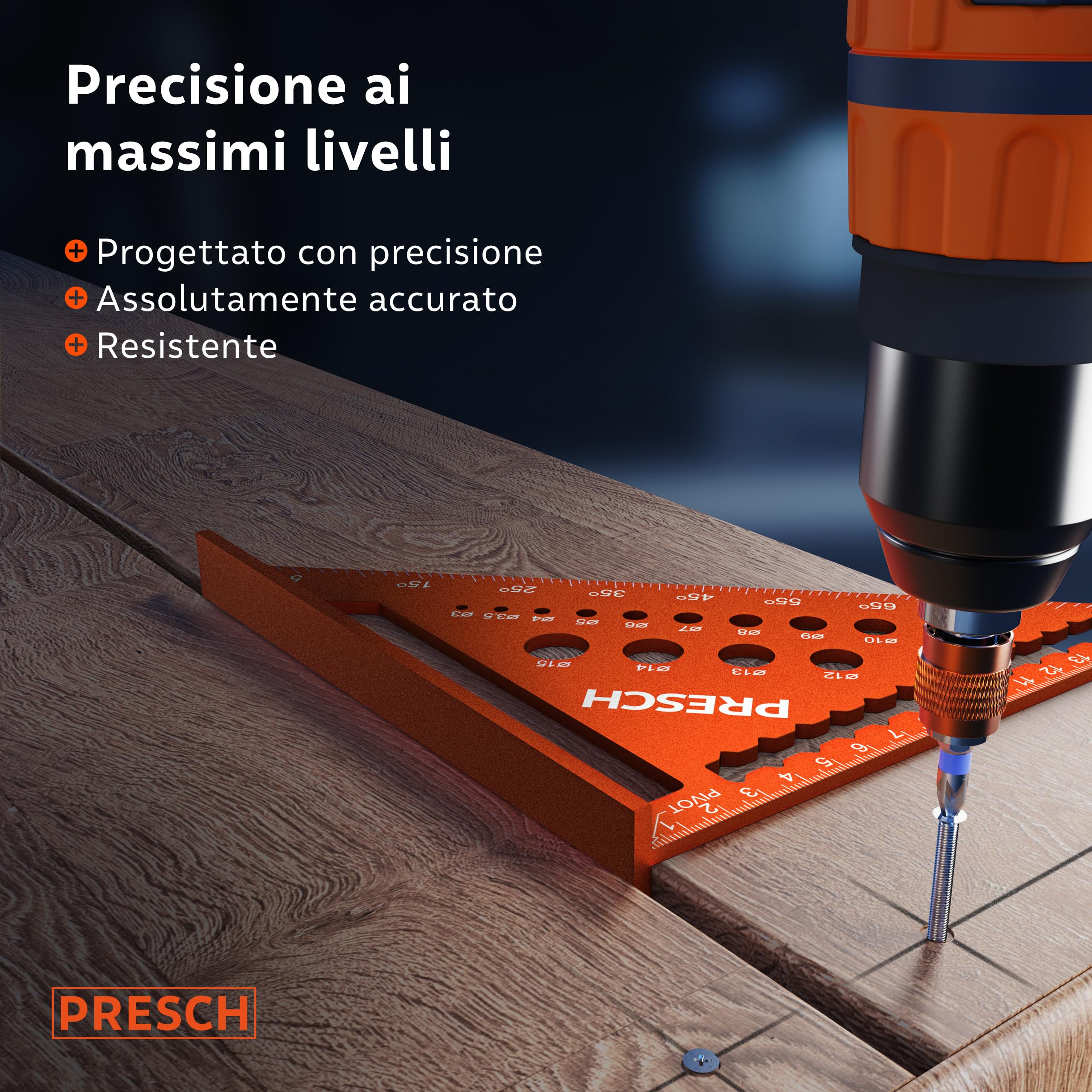 Presch Squadra da falegname Set 180mm 300mm Alluminio fresato ad alta precisione