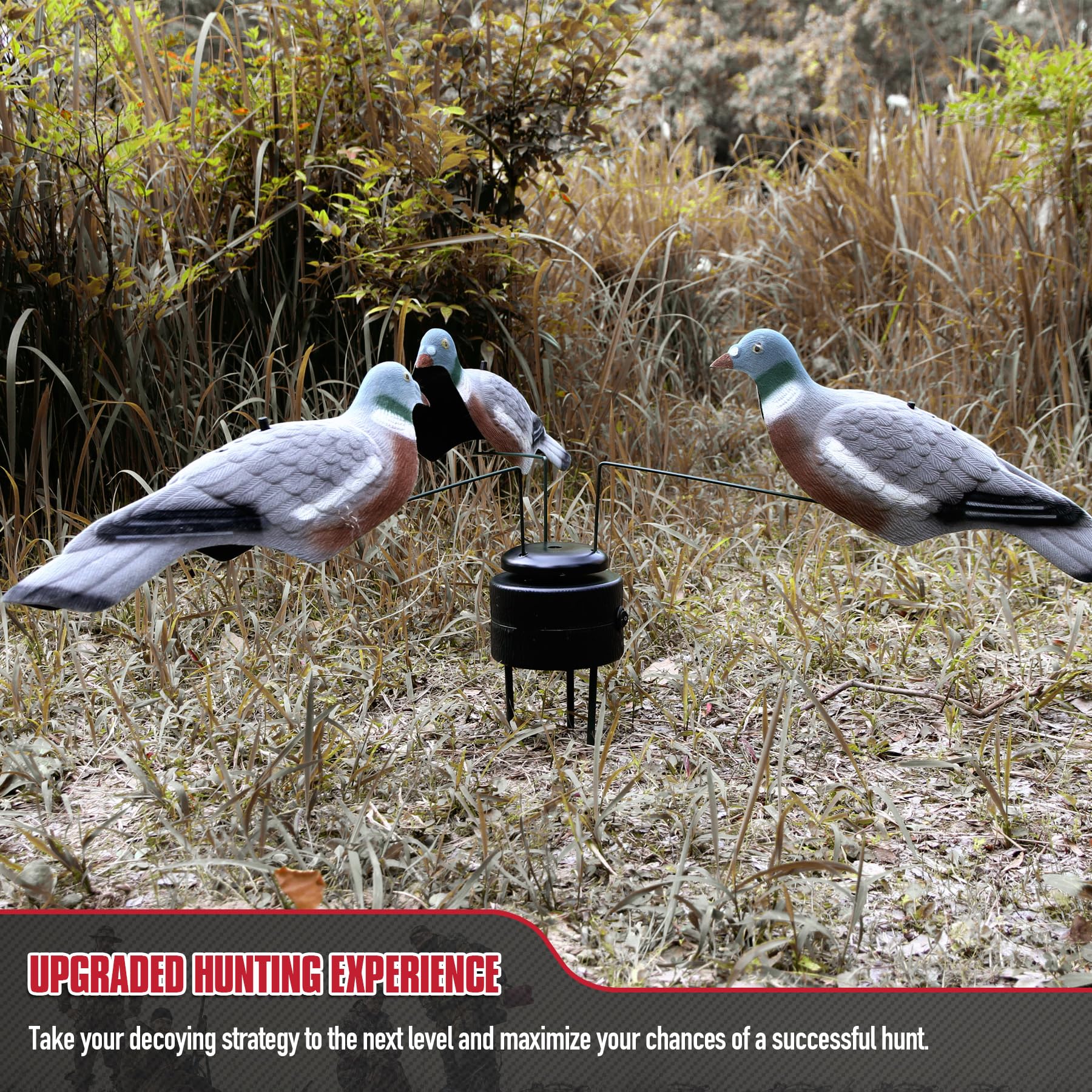 VicBre Palomas rotativas para cebo con capacidad para 3 cebos para palomas, palomas, patos y accesorios de caza al aire libre
