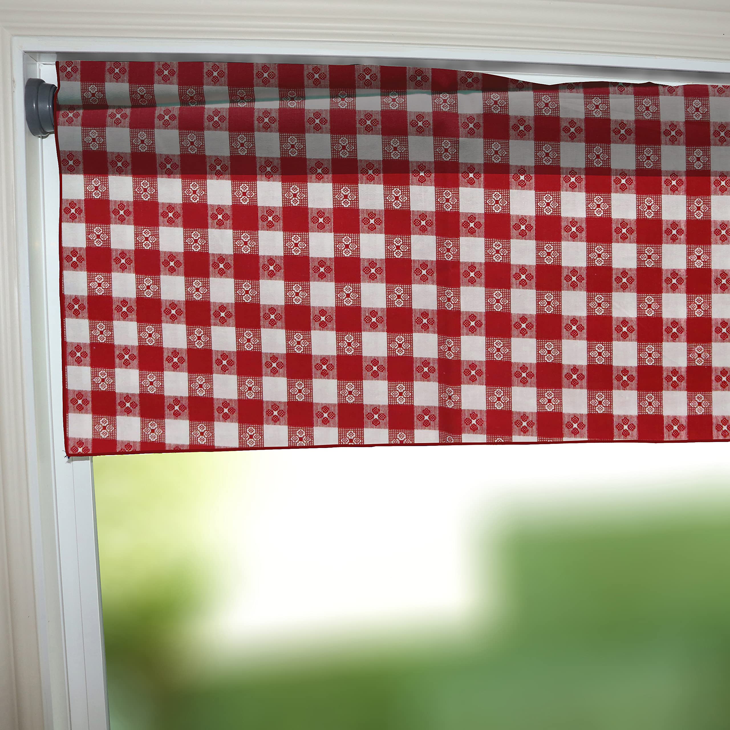 Zen Creative Designs Gingham Tavern Checkered Cotton Window Valance Home Décor Bedroom Nursery Kitchen Window (58