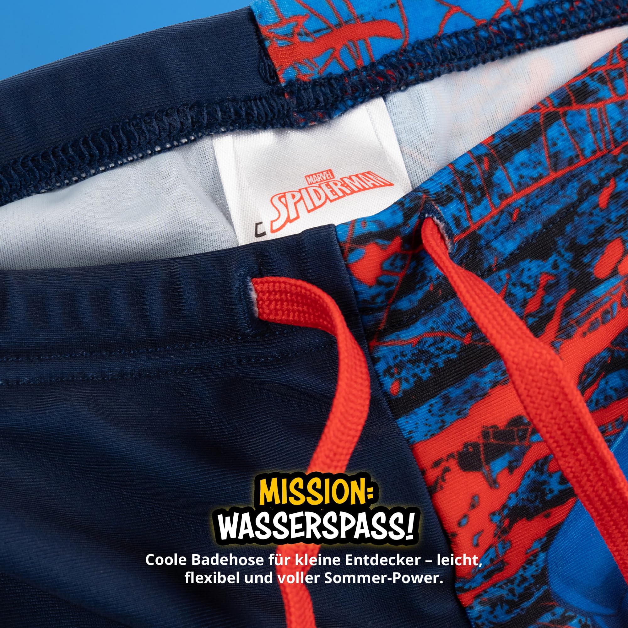 United Labels Marvel Spiderman Badehose für Jungen, Blau Rot, Badeshorts Kinder, Schwimmhose