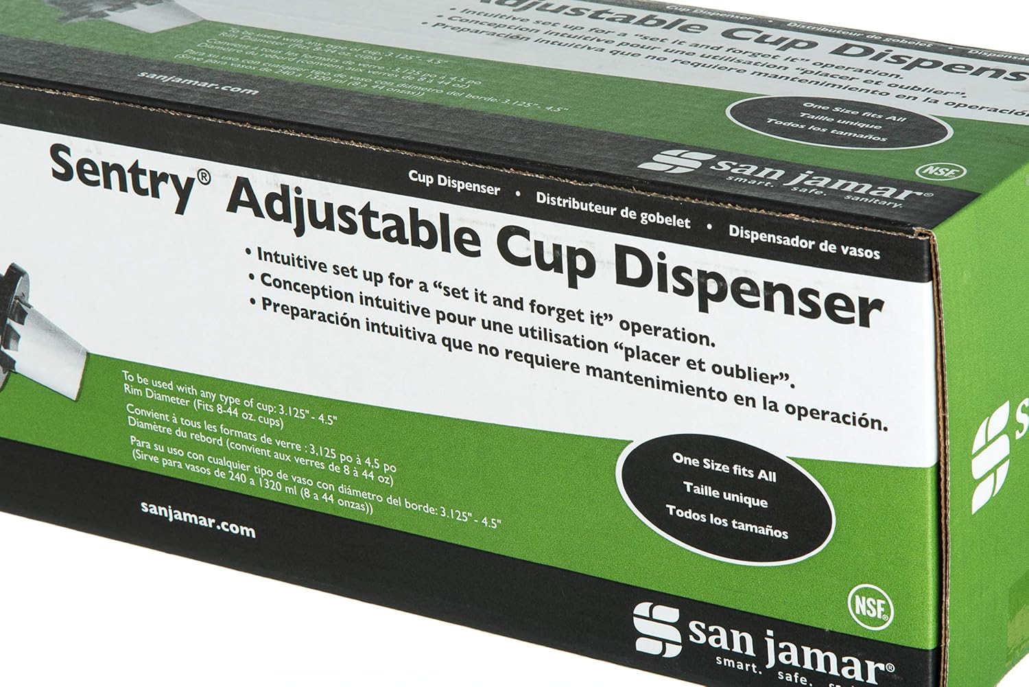 San Jamar Sentry In-Counter Cup Dispenser 8-44 Oz Cups with Adjustable Lever for Restaurants, Dining Halls, and Fast Food, Plastic, 18 Inch Tube, Blue