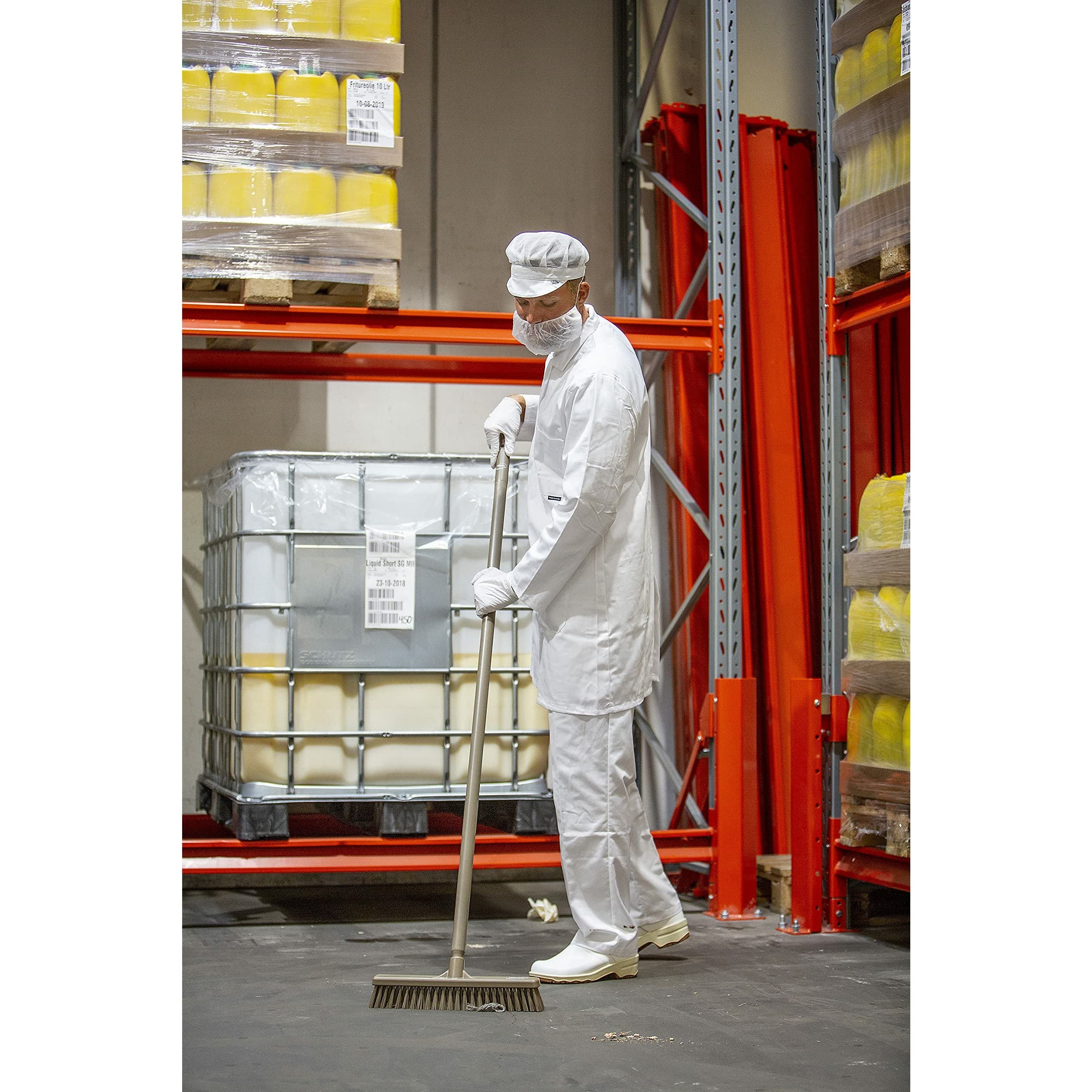Vikan - Hygiène - Balai combiné - Fibres dures/douces - Blanc