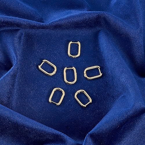 Miniatura 6 de Airssory 5 pares de aretes ovalados de latón chapado en oro de 18 quilates de 0.689 x 0.512 in para mujer, aretes para hacer joyas