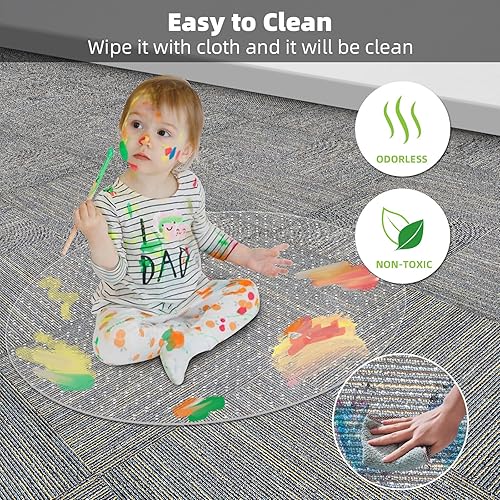 Miniatura 5 de Protector de alfombra para silla de oficina 36 x 36 pulgadas, alfombrillas de plástico resistente para escritorio de computadora con borde para piso