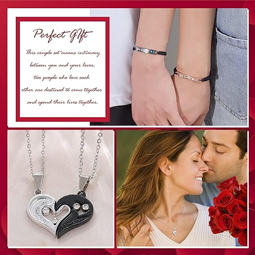 Miniatura 3 de Juego de collares para parejas, pulseras para él y ella, para su reina, su rey, para parejas, regalo para la pareja