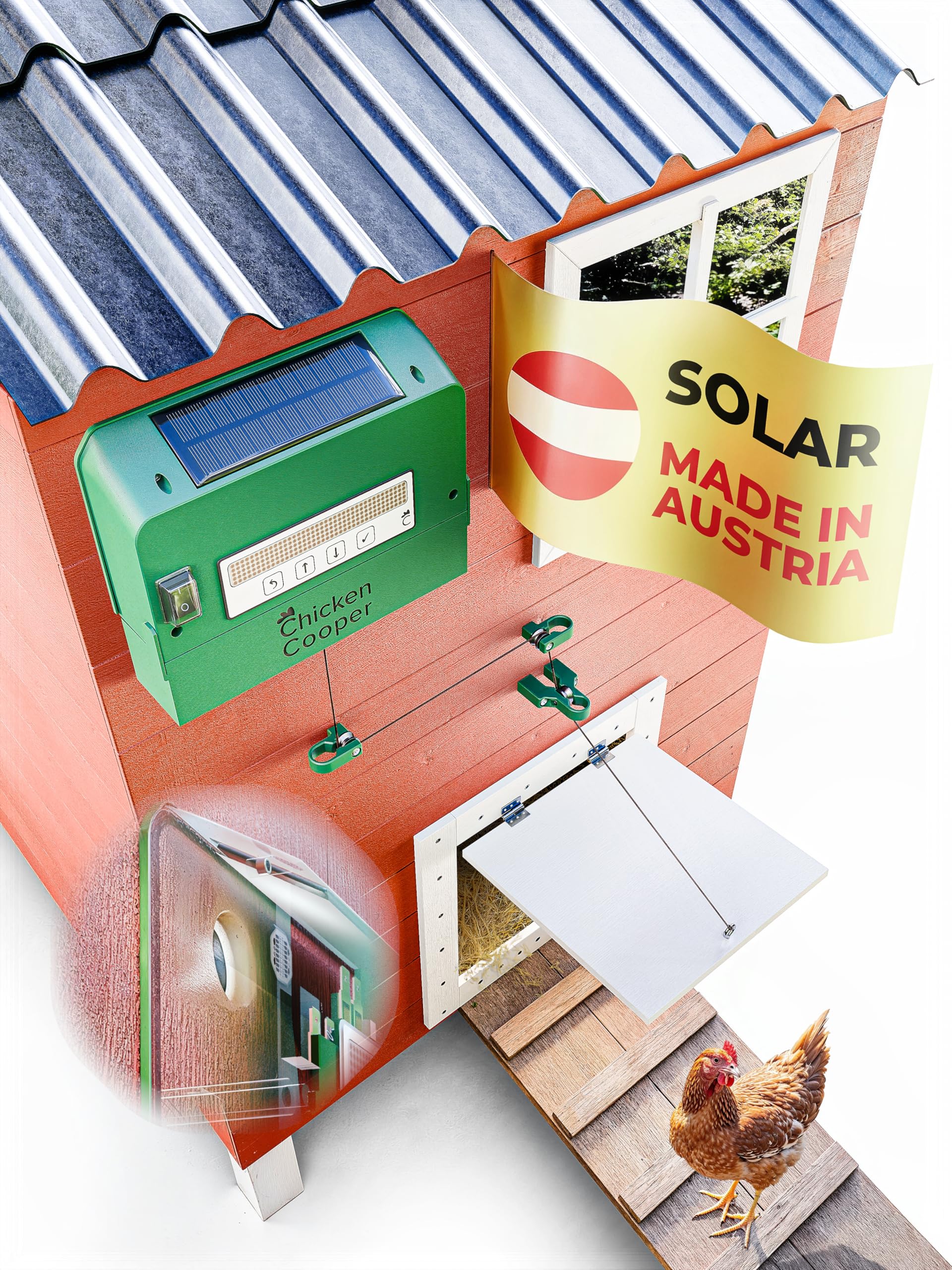 Apriporta Solare Per Pollaio Completamente Automatico, Display LCD Con Timer E Sensore Di Luce Per Polli Anatre E Conigli 88589439