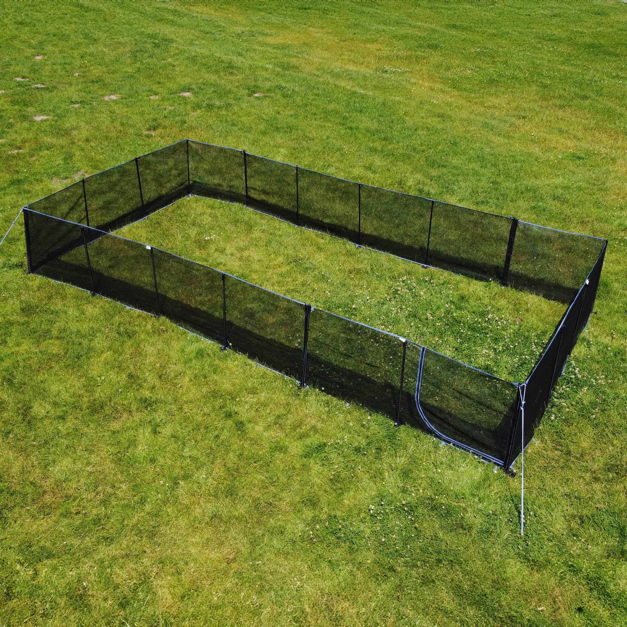 your GEAR Clôture mobile pour chien de 4 m pour camping et jardin - Maille en textilène robuste de 90 cm de haut - Extensible à l'infini et résistant aux intempéries - Kit complet avec poteaux