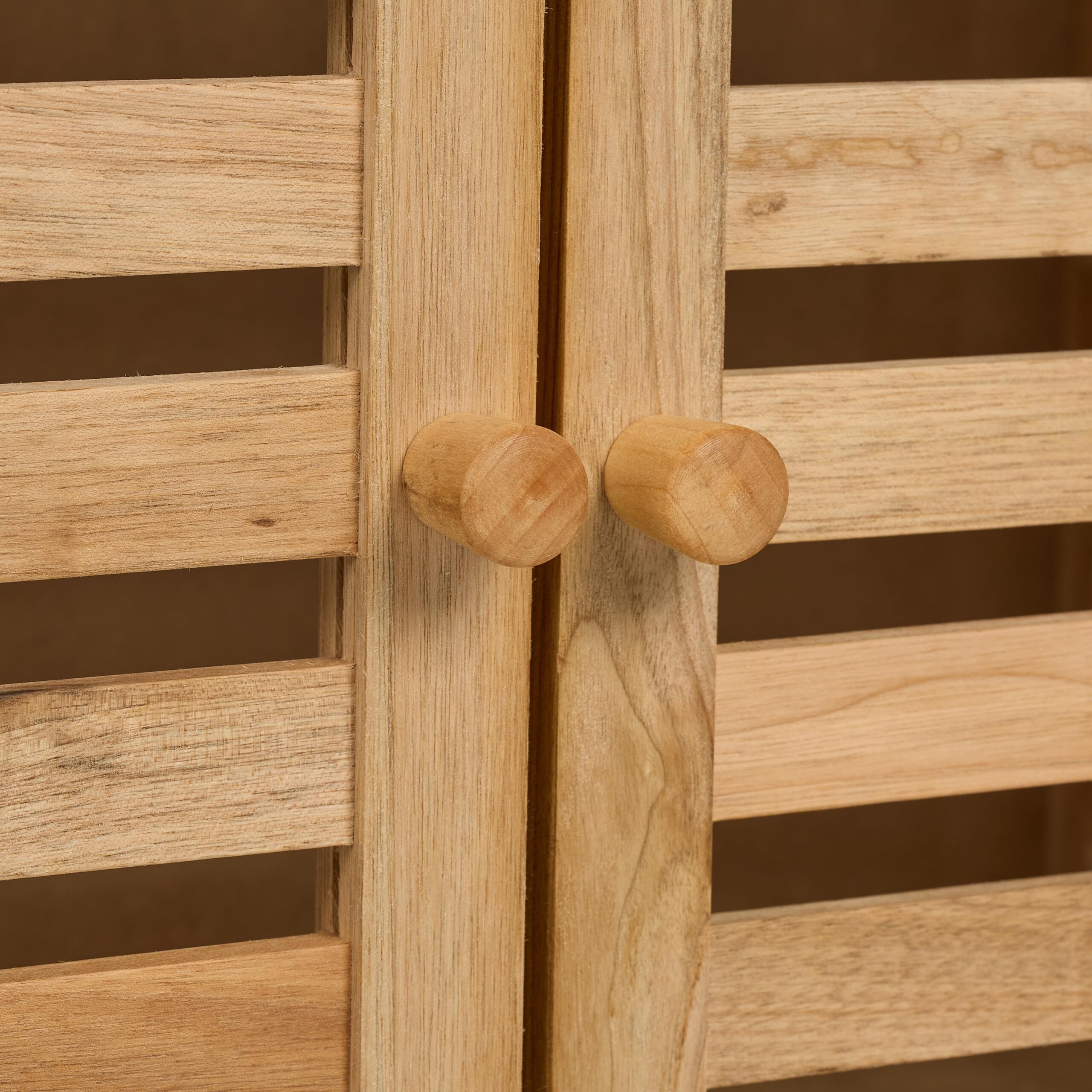 Relaxdays Mueble de Baño, Madera Nogal, 86x67,5x35,5 cm, Estantería Aseo con 2 Puertas, 2 Baldas, WC y Cocina, Natural