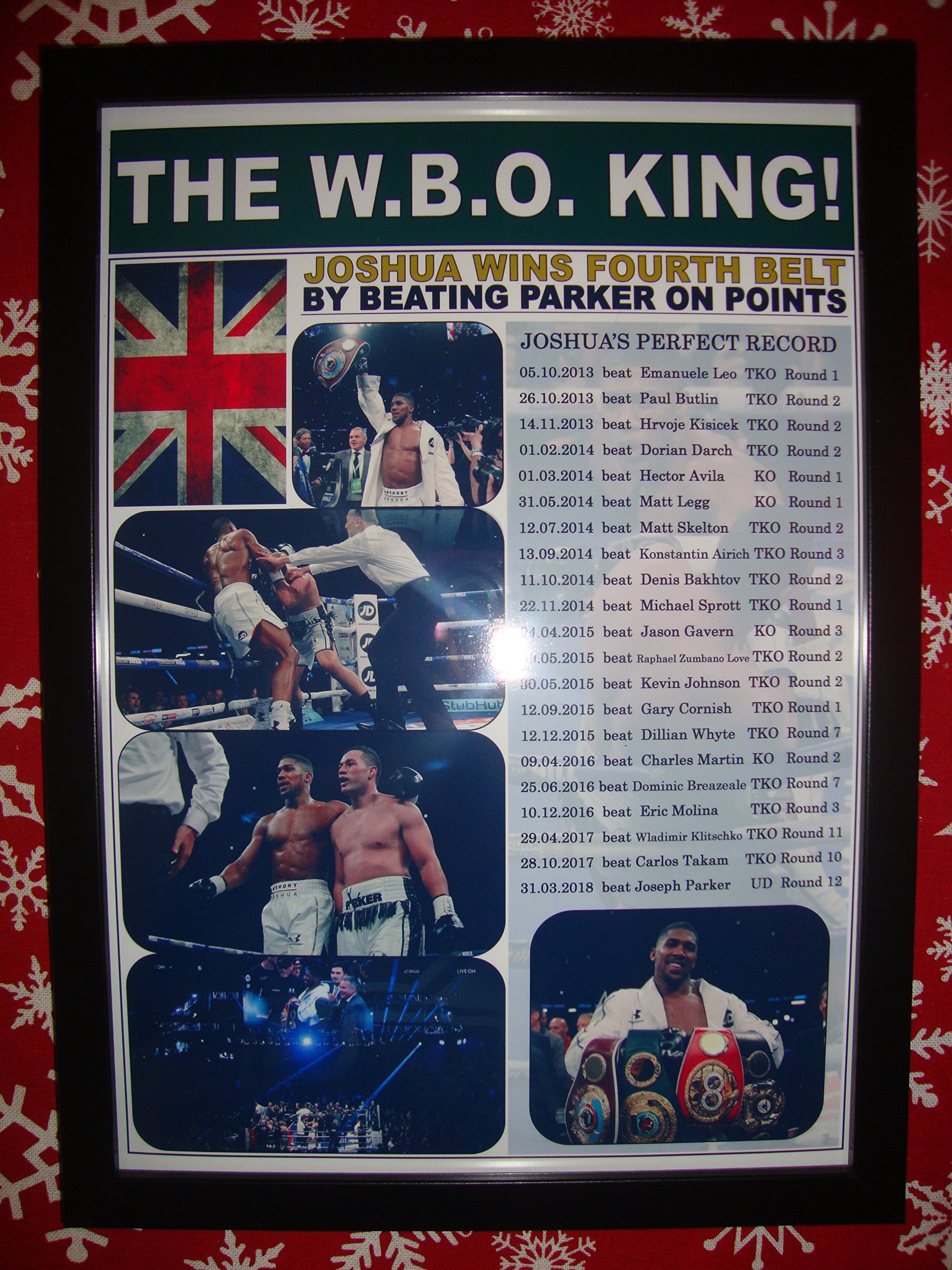 Lilywhite Multimedia Black Anthony Joshua Beats Joseph Parker - Boxing - 2018 - Framed Print