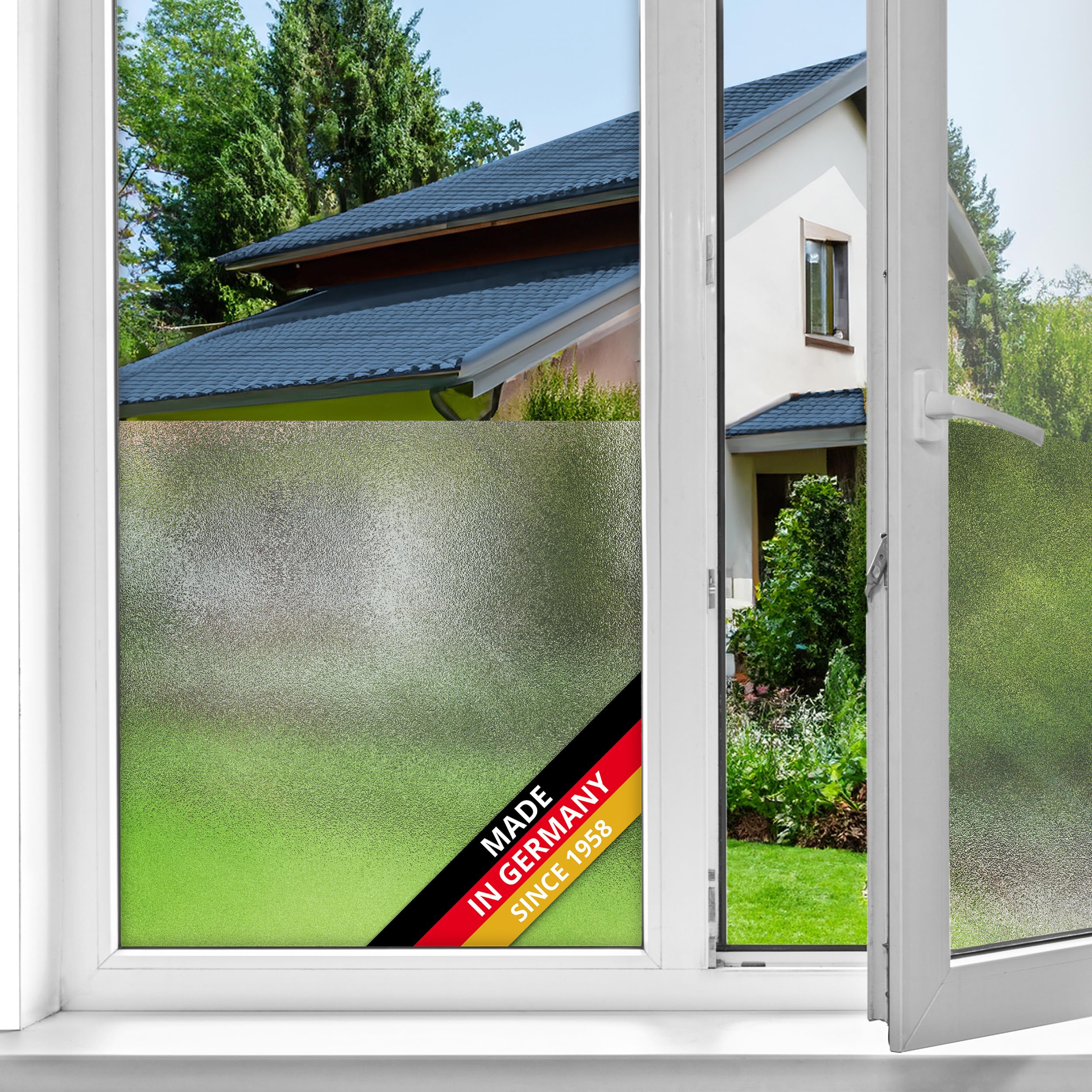 d-​c-​fix film pour fenêtre anti regard Laiteux 90 cm x 1,​5 m – film occultant statique pour vitres à motif moderne – adhérence statique, opaque, décoratif