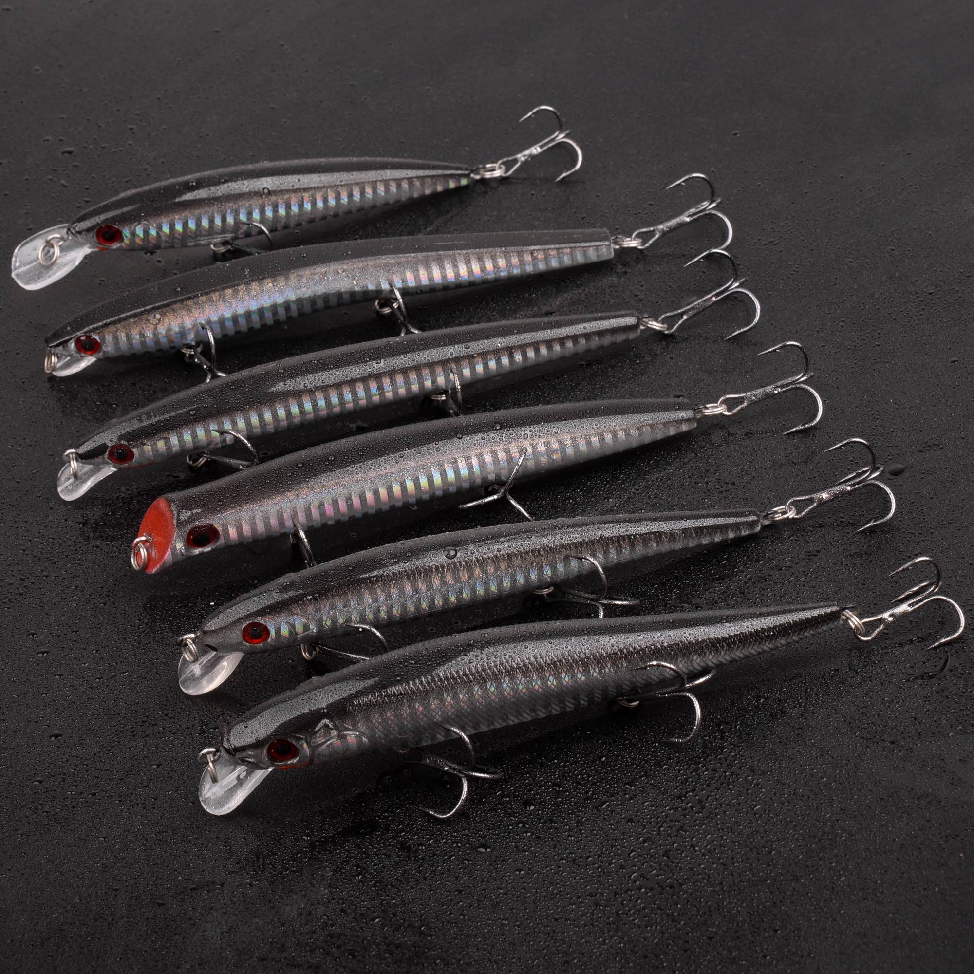 Kit de leurres de pêche en eau de surface, pêche au surf, plongée avec hameçons triples - 12 pièces