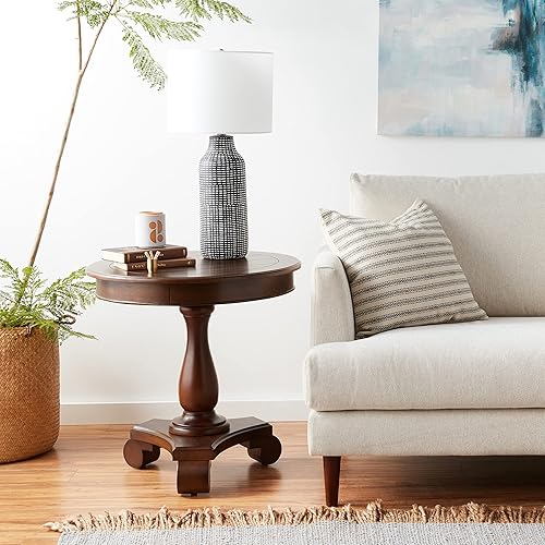 Miniatura 2 de Mesa auxiliar redonda de pedestal de madera Roundhill Furniture Rene, 26" de diámetro x 26" de ancho x 26.5" de alto, color Espresso