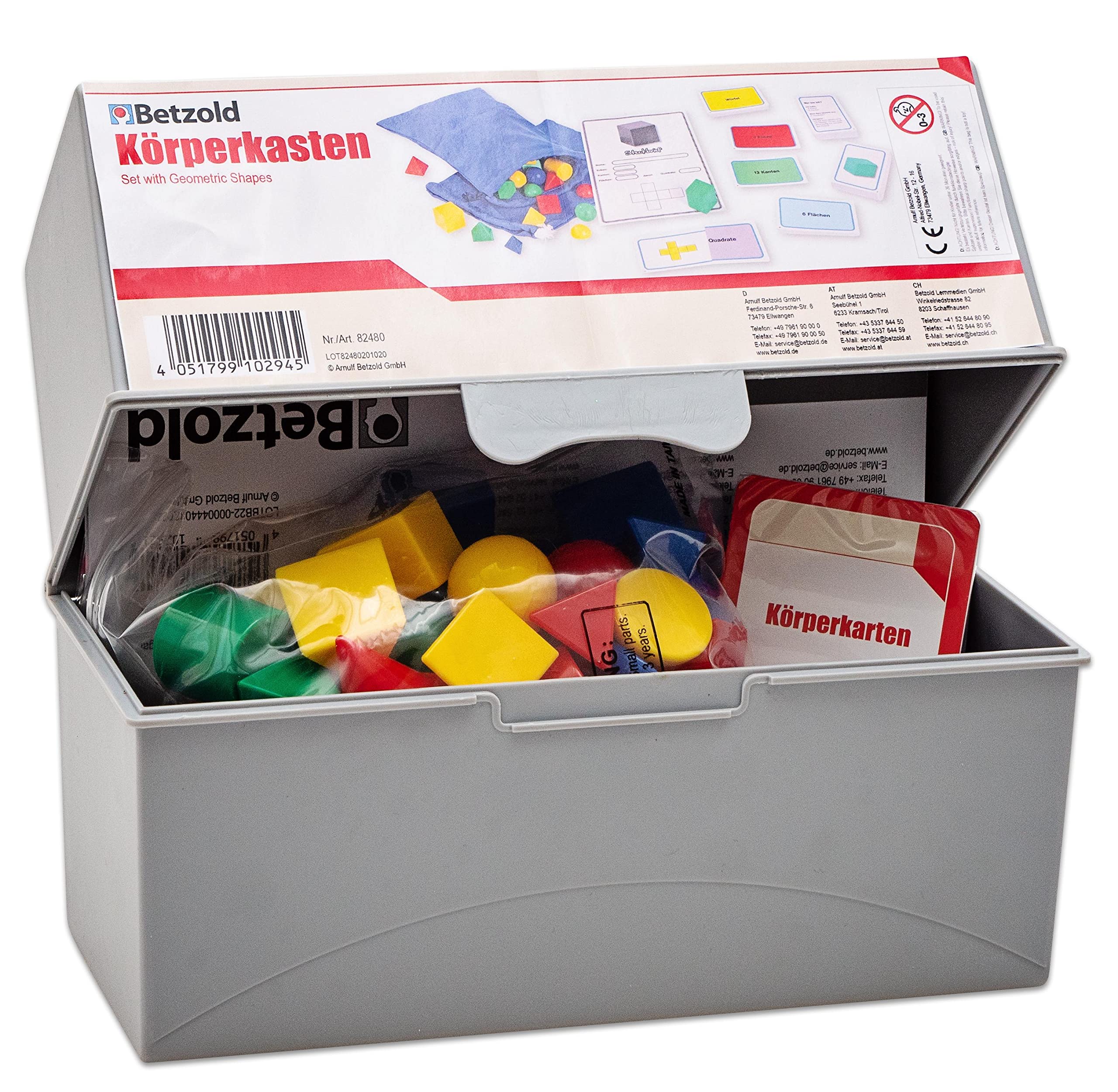 Betzold - Geometrie-Körper-Kasten - 40 geometrische Körper im Set + Zubehör