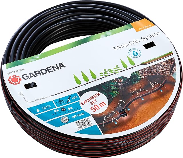 Gardena Micro-Drip system podziemna linia kroplująca 13,7 mm: oszczędzające wodę przedłużenie węża nawadniającego do równomiernego nawadniania trawnika (1395-20)