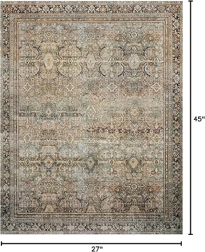 Miniatura 2 de Loloi II, Layla Collection LAY 03 - Tapete tradicional decorativo, Oliva  Carbón, 2 pies 3 pulgadas x 3 pies 9 pulgadas