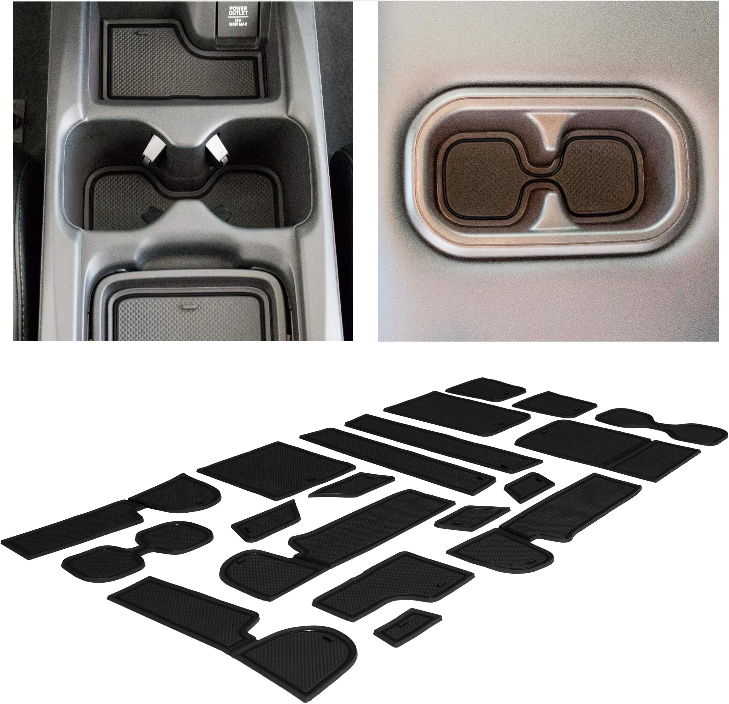 CupHolderHero Fits Honda CRV 2017-2022 Accessories, Custom Premium Custom Non-Slip Anti-Dust Cup Holder Inserts, Center Console Liners, Door Pocket Mats, Interior Protection, 22pc Set, Solid Black