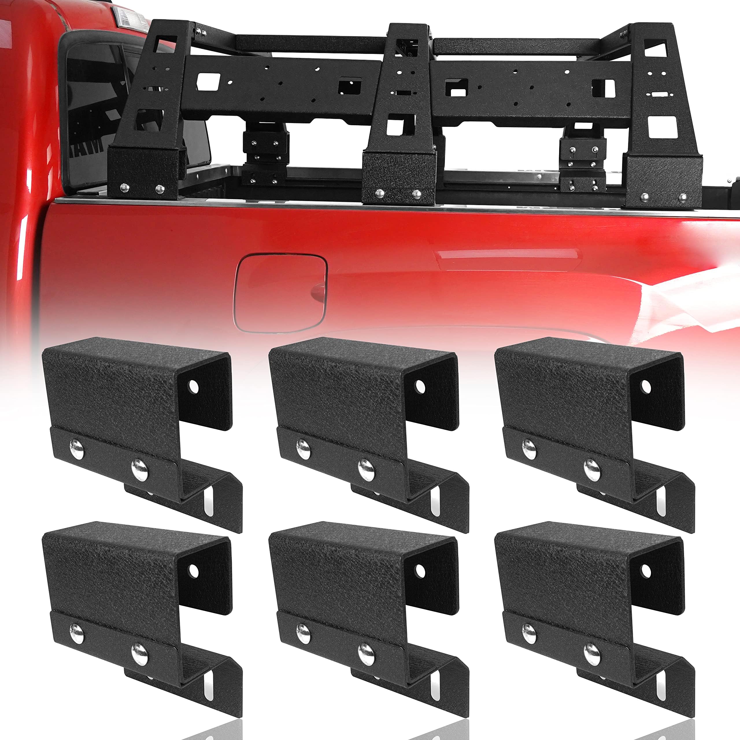 Hooke Road 6 Pcs Tonneau Cover Adapters Fit Bed Rack for Toyota Tacoma 2005-2023 2nd 3rd Gen Truck