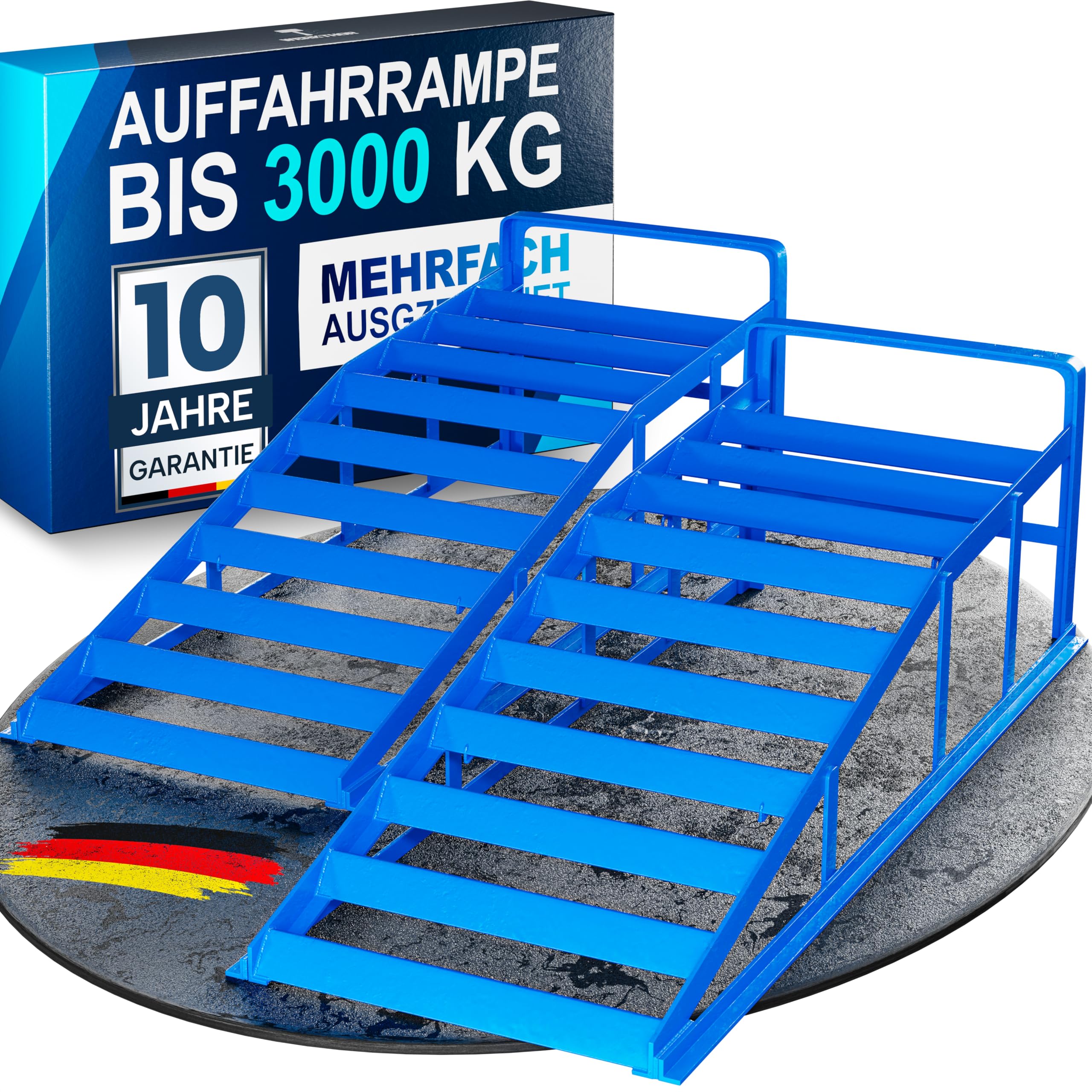 Rampe Voiture Extra Basse WERKTHOR - Lot De 2 - Parfaite Pour Voitures Sportives, Tuning, Faible Garde Au Sol - Jusqu'à 3 Tonnes