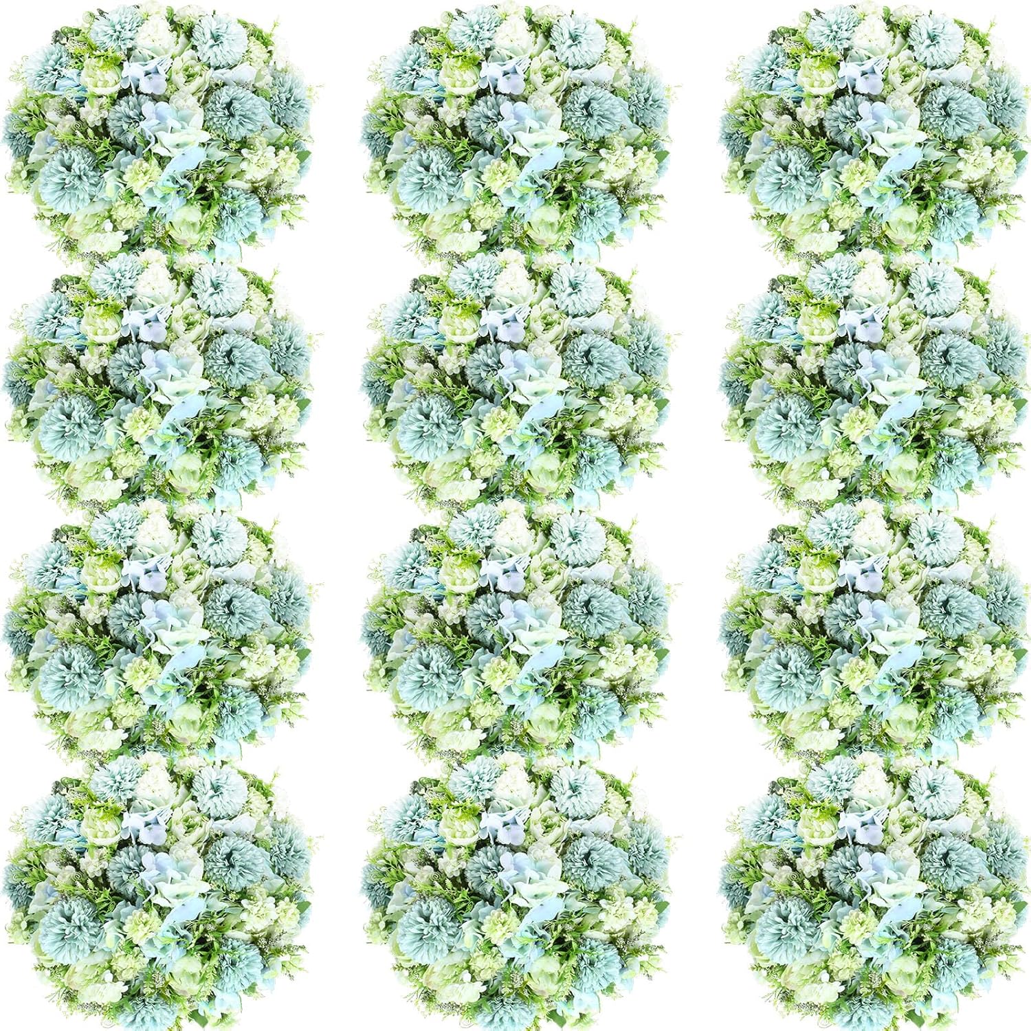 Tigeen Artificial Flowers Artificial Peonies Silk Flowers Faux Peony Fake Peony Silk Hydrangea Bouquet for Wedding Table Centerpiece Floral Vase Decor(White Green,12 Bundles)