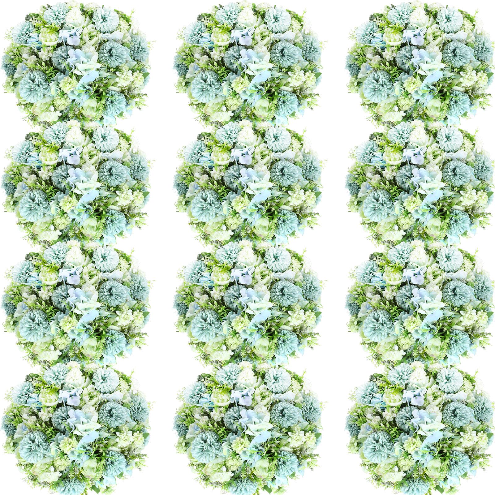 Tigeen Artificial Flowers White Green 12 Bundles
