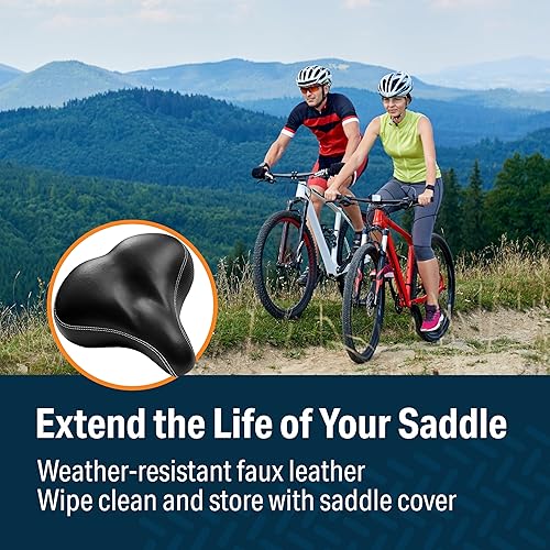 Miniatura 8 de Bikeroo Extra Wide Replacement Saddle - Fits Indoor & Outdoor Bicycles - Steel Spring & Elastomer Suspension - Center Cutout - Memory Foam