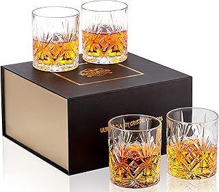 Sponsored Ad - Whiskey Glasses Set of 4, KANARS 10 Oz Old Fashioned Bourbon Glass for Men Dad, Rocks Barware Lowball Tumbl...