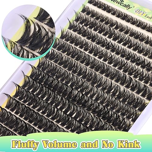 Miniatura 2 de Kit de extensiones de pestañas esponjosas en racimo, 280 unidades, pestañas individuales con pegamento para pestañas, agarre fuerte, aspecto