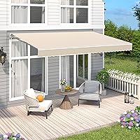 Vista 1 de Toldo de patio de 8.2 x 6.5 pies, toldo retráctil, cubierta parasol, refugio al aire libre, toldo con manivela y poliéster resistente al agua