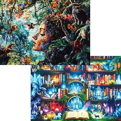 Pixlora Puzzles for Adults 1000 Pieces, 2 Pack Fantasy Jigsaw Puzzles, Magic Book Theme, 2000 piece Puzzle Challenging Puzzles for Game Night, Ideal Gift for Adults