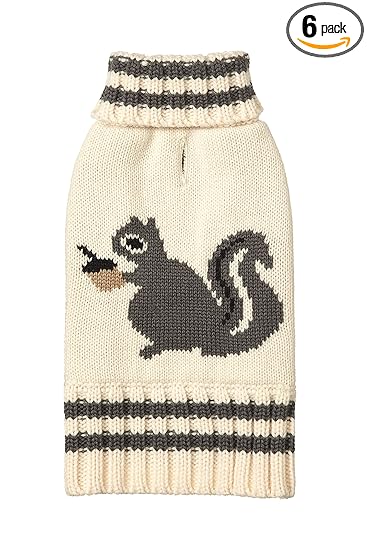 Fab Dog Americana Classics Knit Dog Sweater, Cream Squirrel, 16