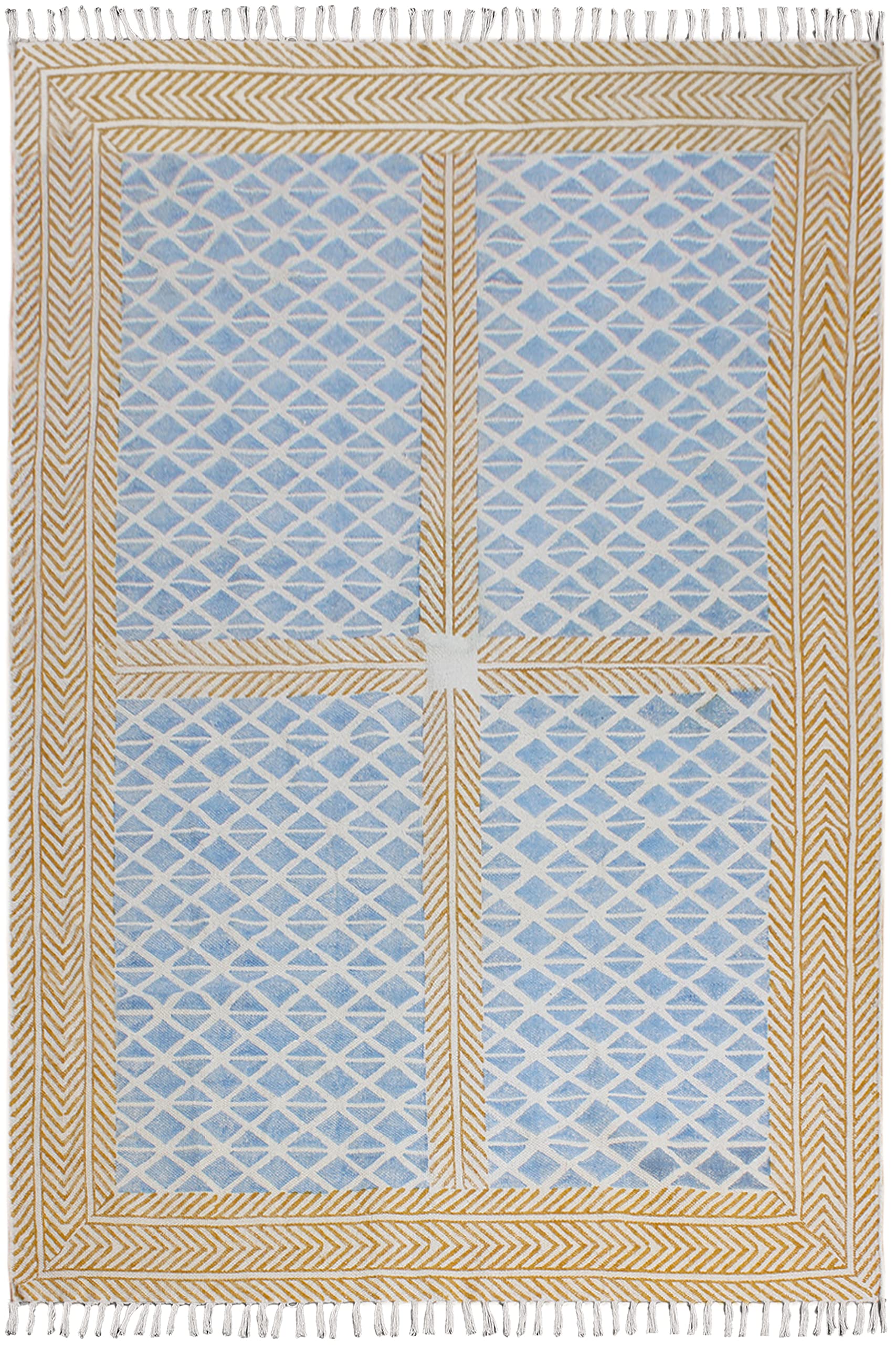 Tapis bohème 90x600 cm imprimé à la main en coton géométrique