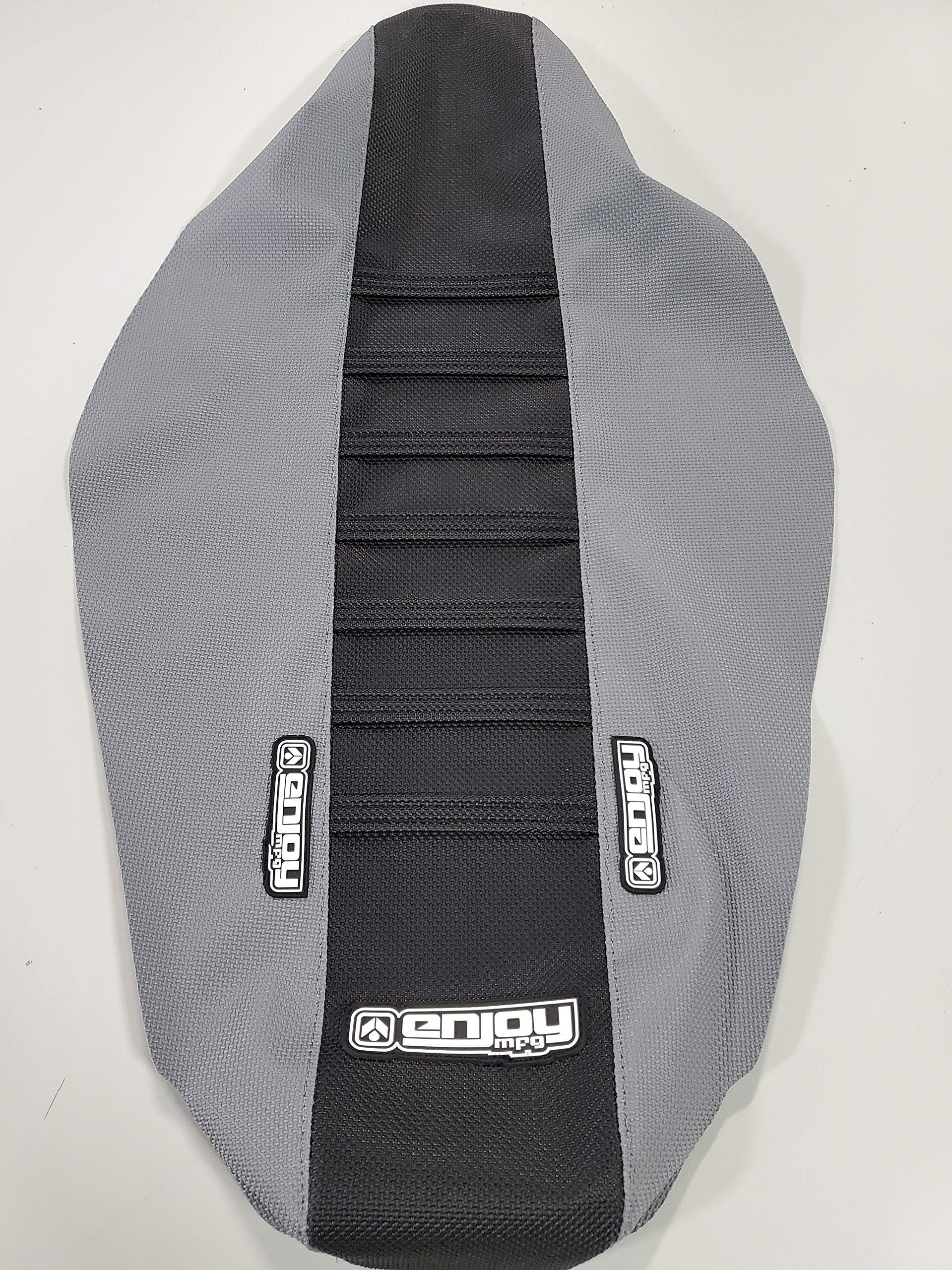 Enjoy Mfg Seat Cover - Compatible Fit for 2019-2024 Kawasaki KX 450 KXF450 KX450F - Grey Sides/Black Top/Grey Ribs #174