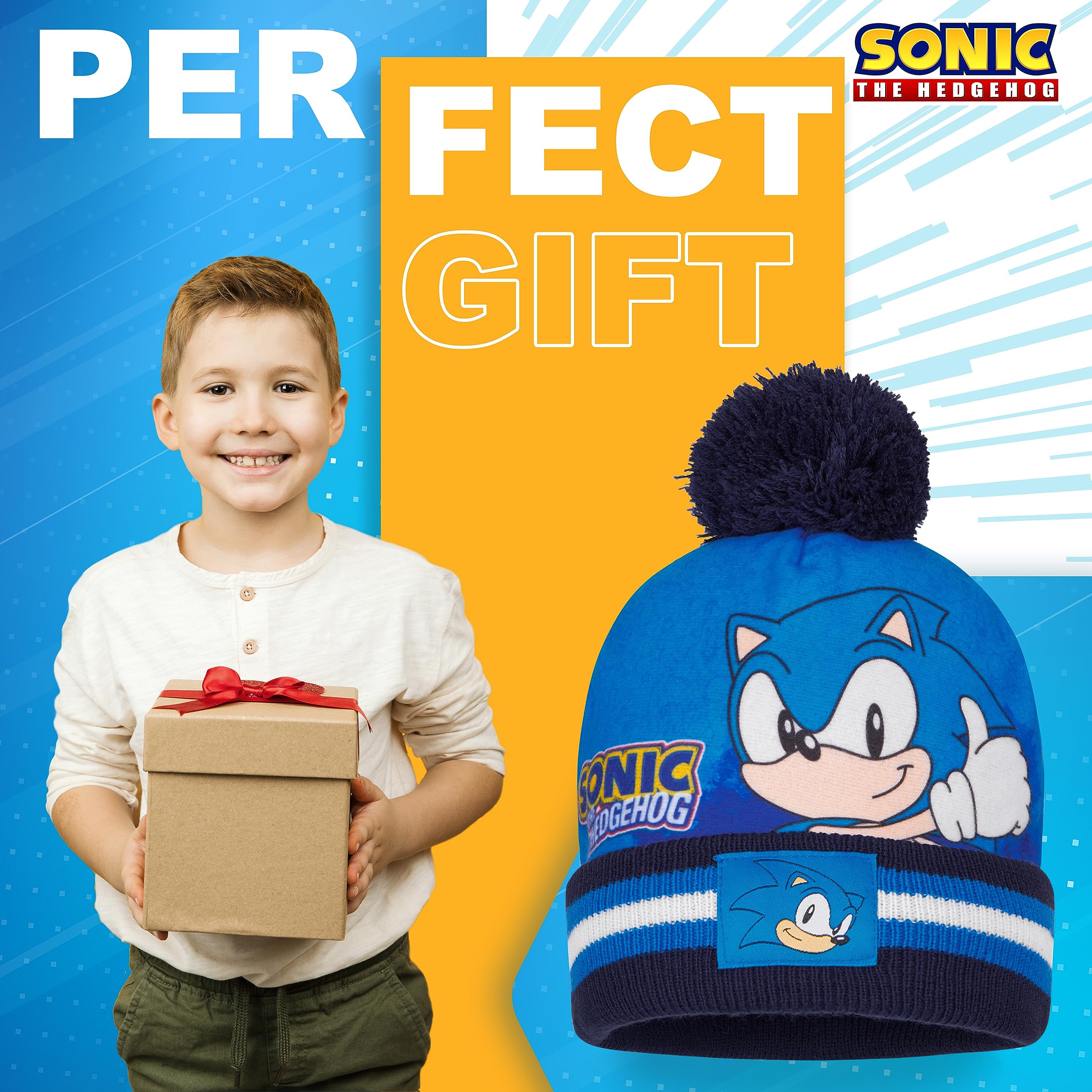 SONIC THE HEDGEHOG Czapka beanie szalik i rękawiczki zestaw dla chłopców