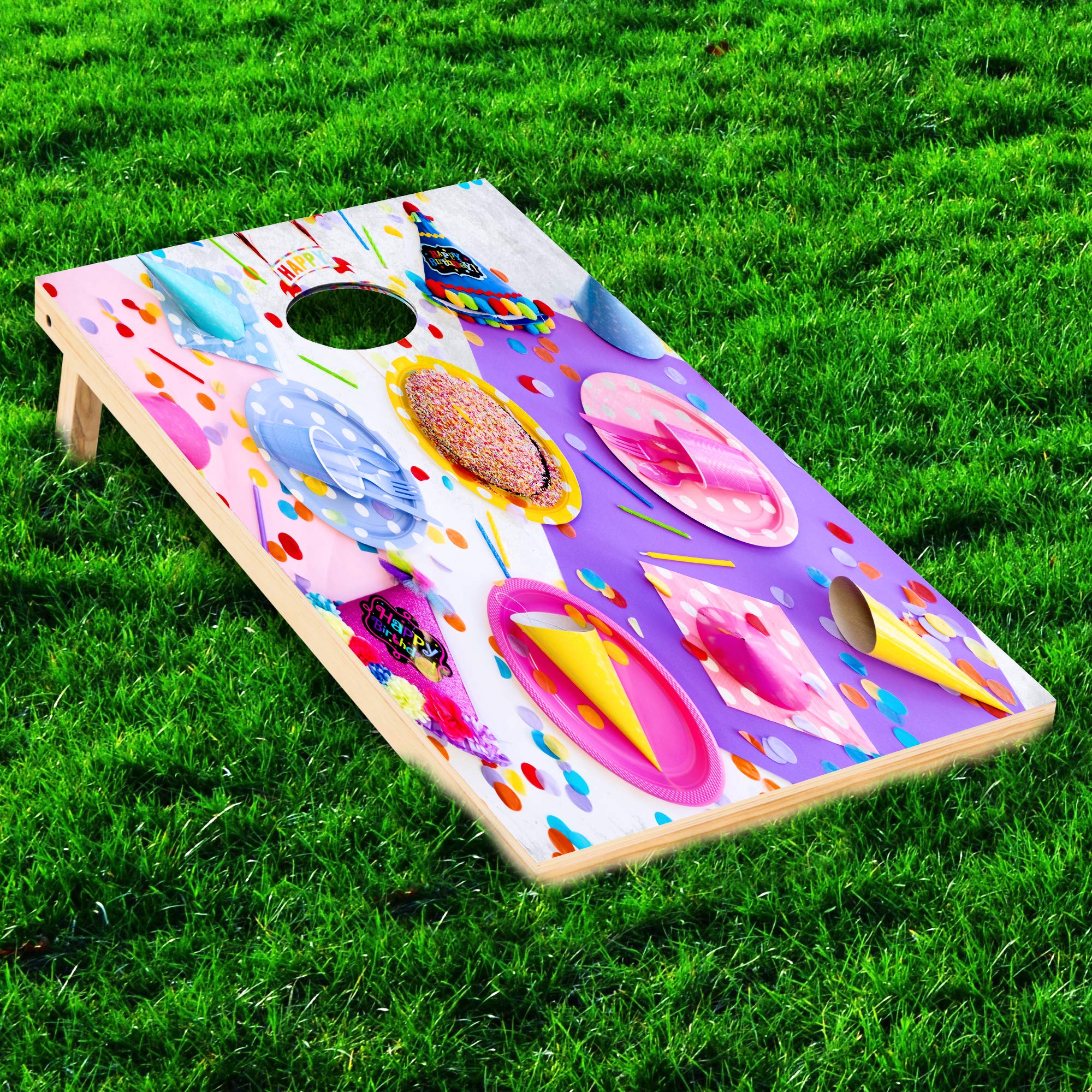 247 Skins Customized Cornhole Decal - Upload Your Image Here - Customize in Real Time - Design Graphic Vinyl Wrap Sticker Skin Corn Hole Board Set 2-Pack