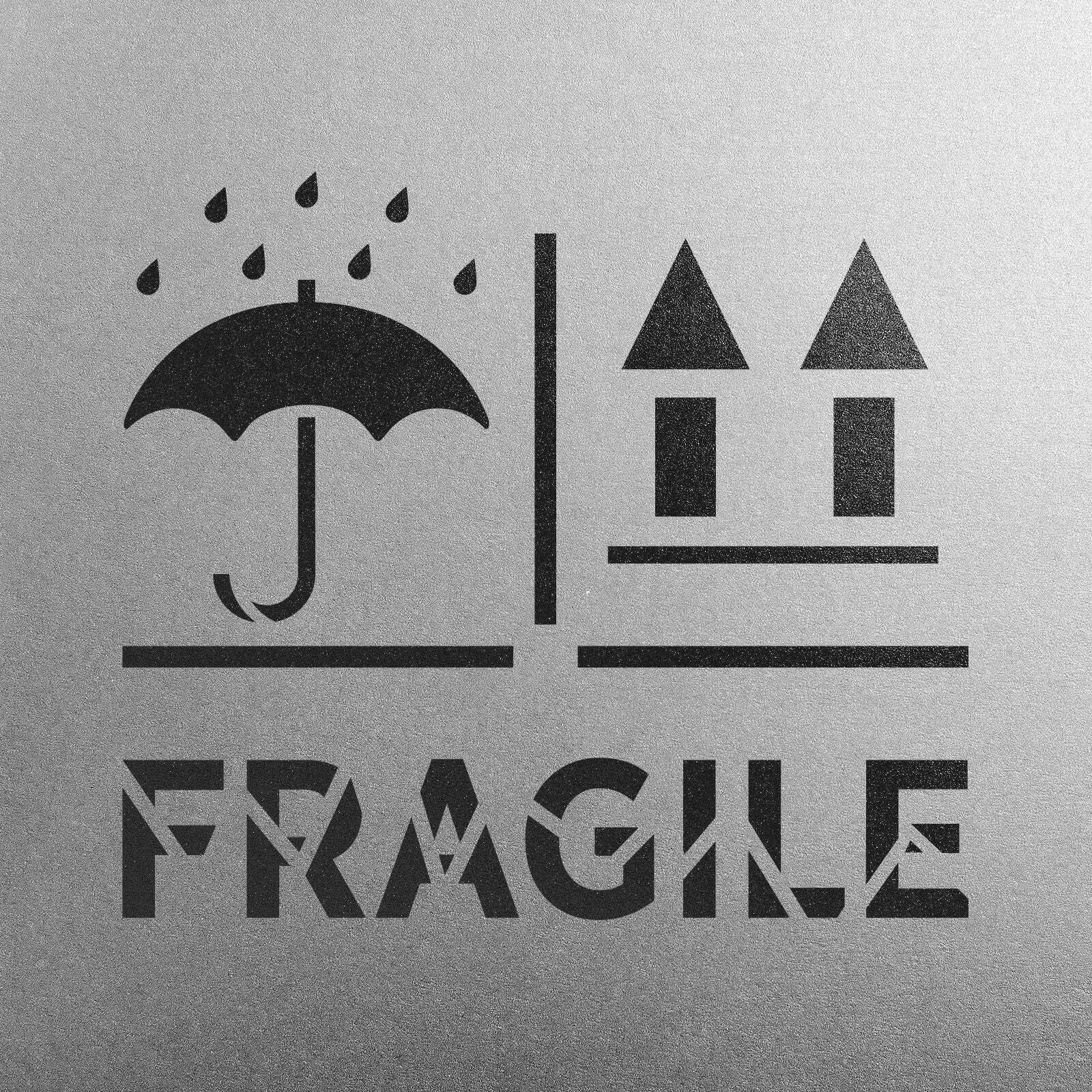 Stencil con scritta "Fragile Right Side Up Keep Dry" – Stencil per pittura aerografo, decorazione artistica da parete, modello fai da te, in Mylar da 7,5 mm, riutilizzabile