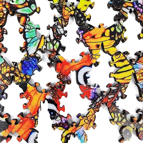 Miniatura 5 de Rompecabezas de madera para adultos, piezas de forma única, fabricado en los Estados Unidos por FoxSmartBox - 216 piezas - Challenge. Mariposas