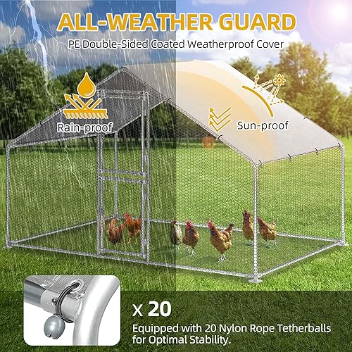Miniatura 23 de DWVO Gallinero de metal grande para 20 a 30 pollos, 19.1 x 9.8 x 6.4 pies, jaula para aves de corral para patio al aire libre con cubierta
