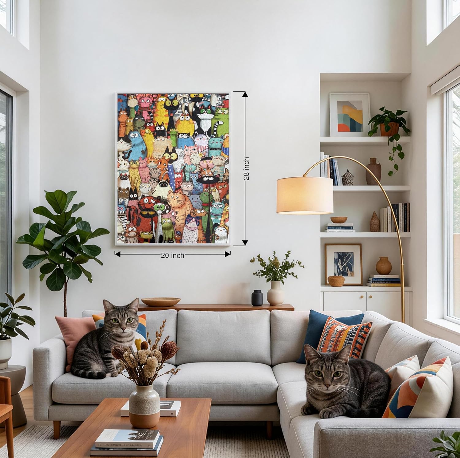 Colorful Cats Jigsaw Puzzle, 1000 Pieces, Artistic Artwork, Premium Blue Chipboard