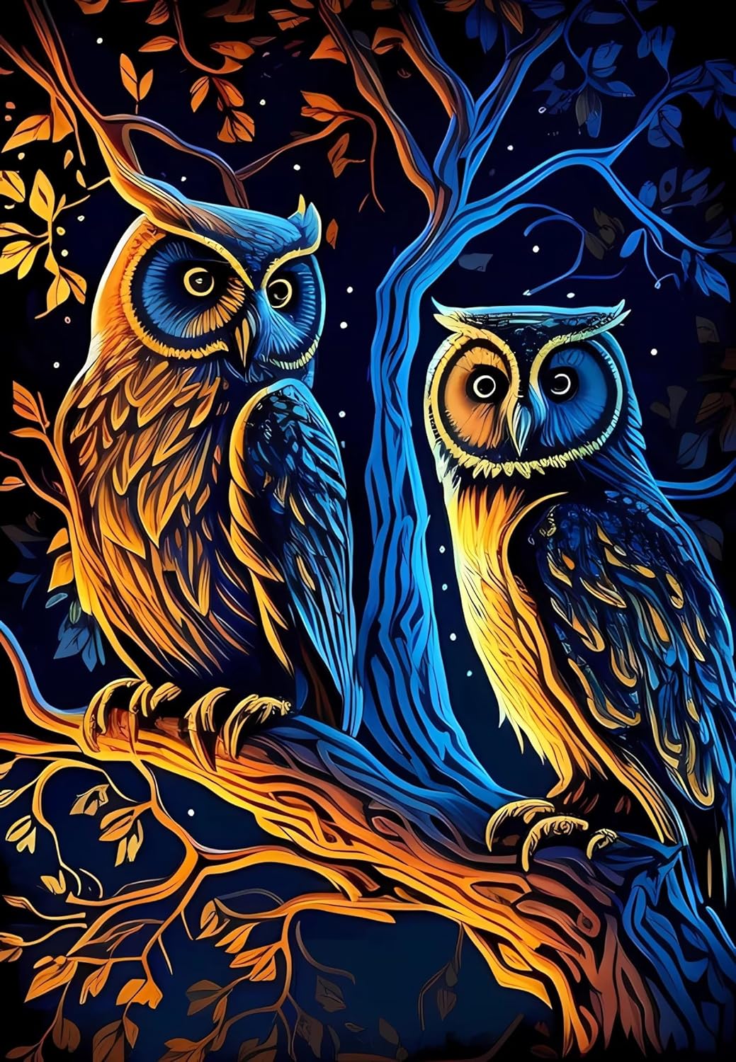 Worihut 5D Diamonds Painting Kits for Adults, Owls Looking You DIY Full Round Diamond Art Cross-Stitch Perfect for Hotel and Bar Decor 12 X 18inch