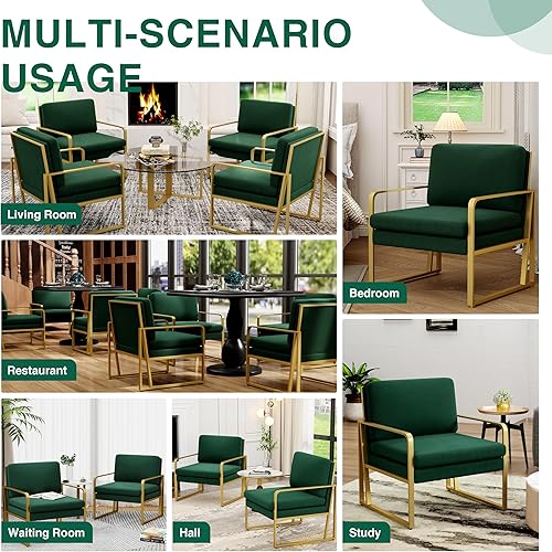 Miniatura 25 de ALISH Sillas decorativas, sillón tapizado, sillas modernas para sala de estar, sillón de lino, sillas laterales de lectura con patas de metal para
