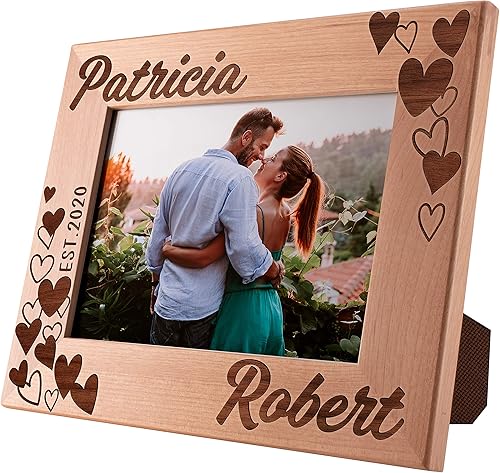 Vista 46 de GIFTBYGIFTY Marcos de fotos de amor personalizados para parejas con nombre, 4 x 6 pulgadas, regalos de San Valentín personalizados para él, ella