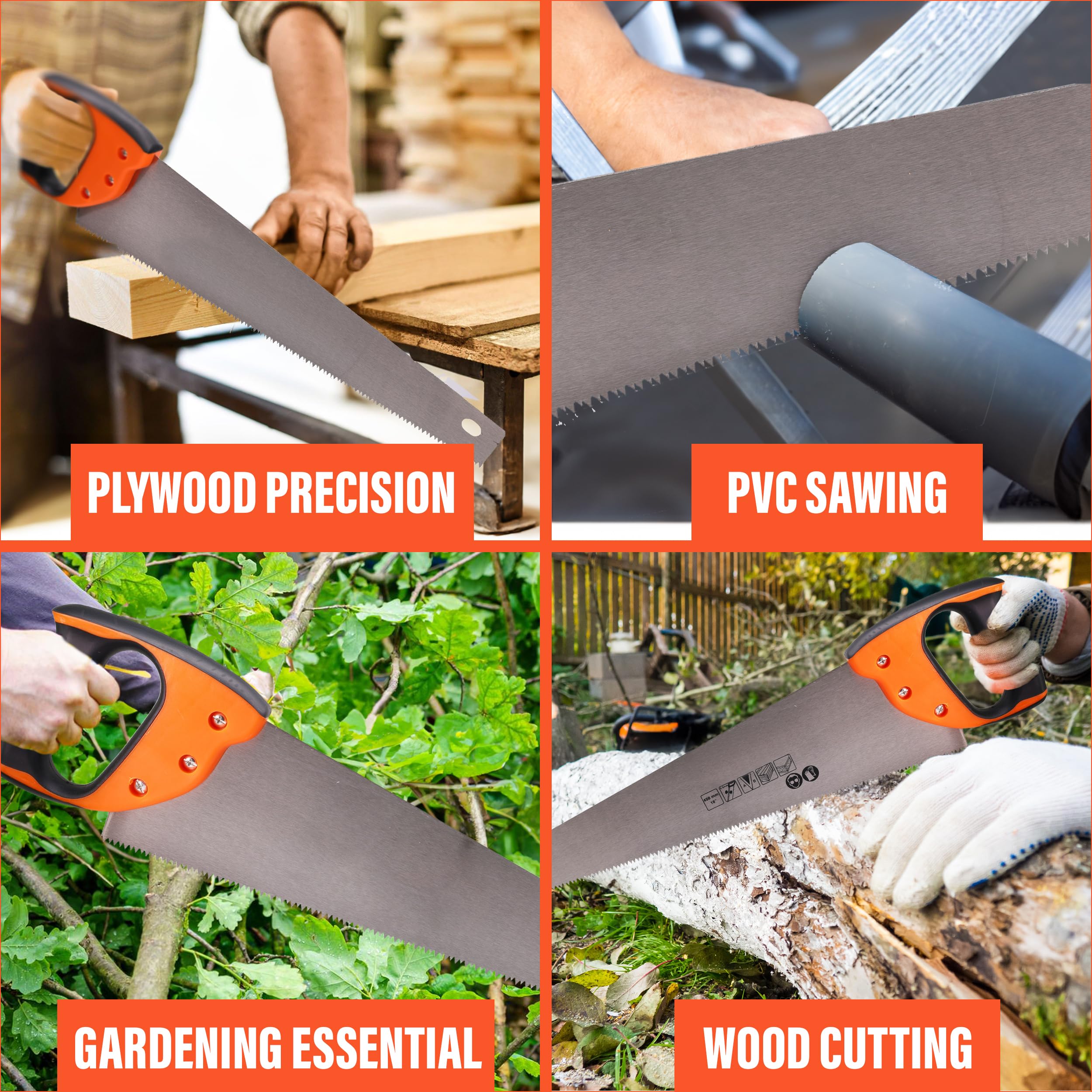 Drixet 18" Hand Saw For Wood - 6 TPI Sharp Blade, Ergonomic Non-Slip Handle For Tree Cutting & Pruning - View #10