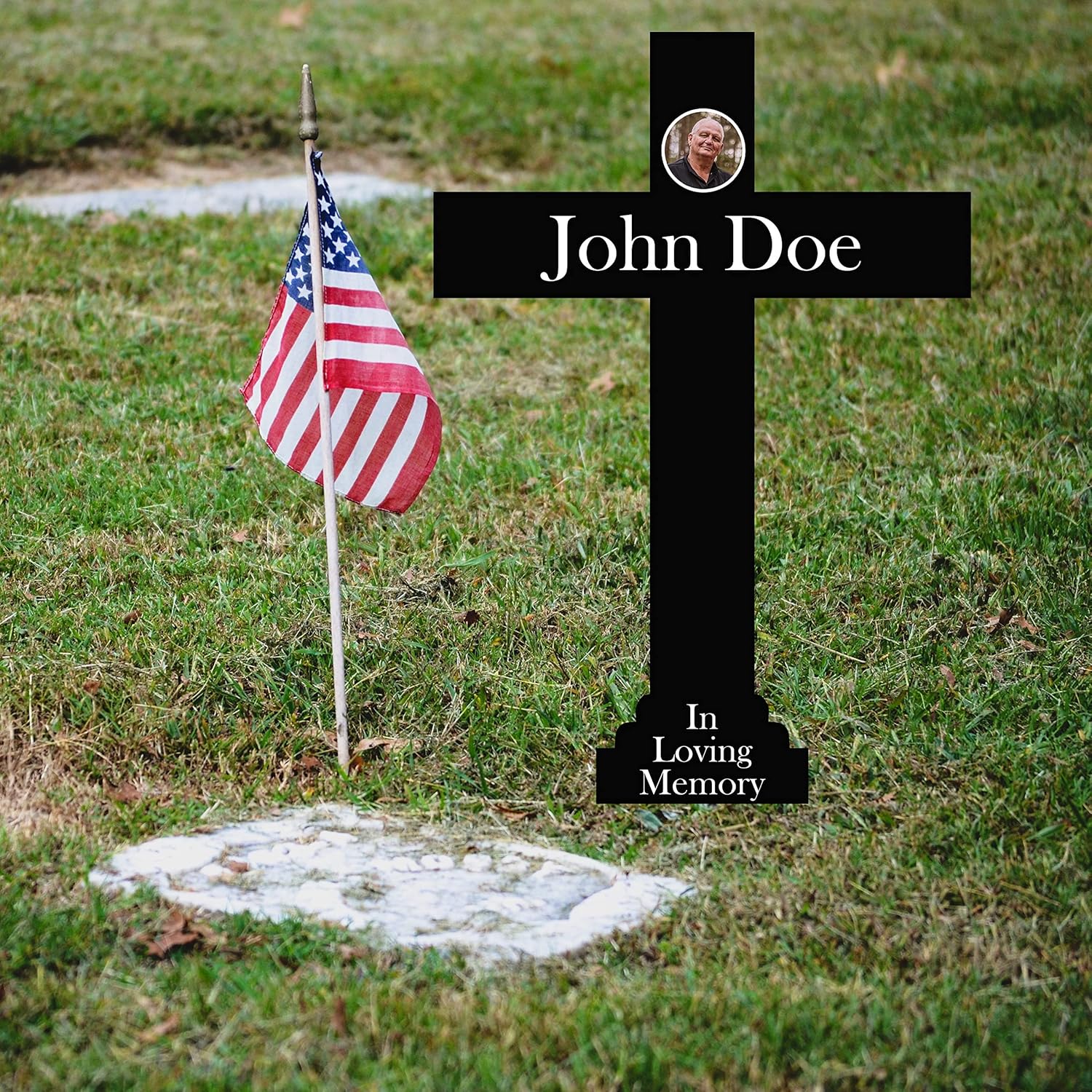 Personalized ACM Metal Cross Memorial Gift, Cemetery Memorial Plaque With Photo, Customizable Grave Marker Sympathy Gift, Use as Memorial Garden Flag, Yard Sign, Yard Decor (Cross 10)